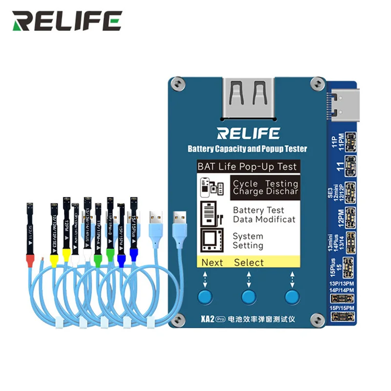 

RELIFE XA2 Pro Battery Efficiency Popup Tester Support Mobile Phone 11 12 13 14 15Series No Need Battery Flex Cable