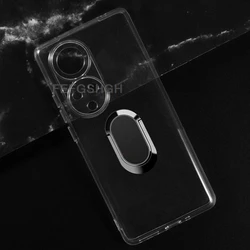 Universal 6.78 TPU Soft Silicone Phone Case with Back Ring Holder Bracket - Ulefone Note 17 Pro (Clear Tpu A Black)