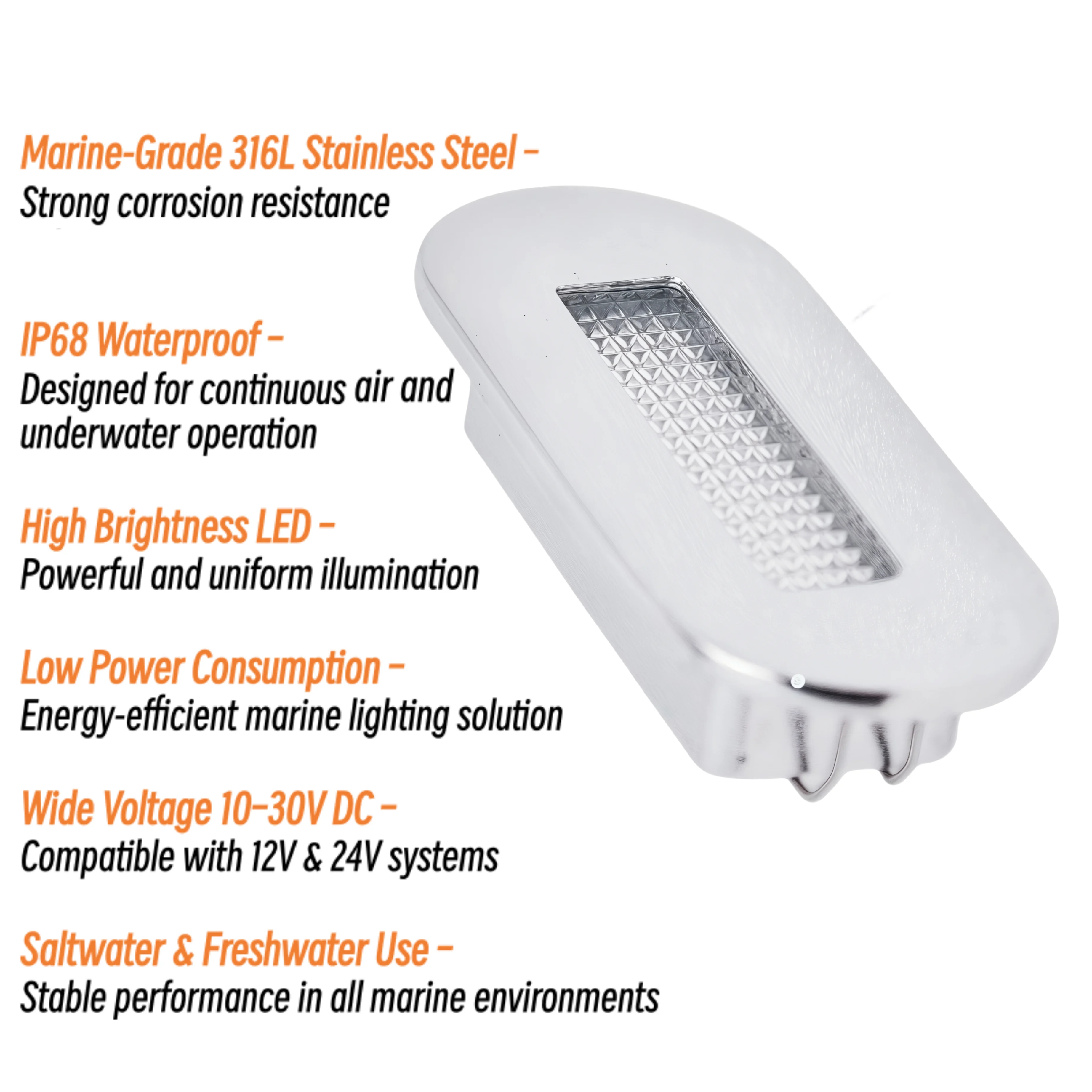 3W 매립형 LED 조명 보트 12V 해양용 316 스테인리스 스틸 방수 데크 계단 조명 (요트 조종석, 선실, 통로용)