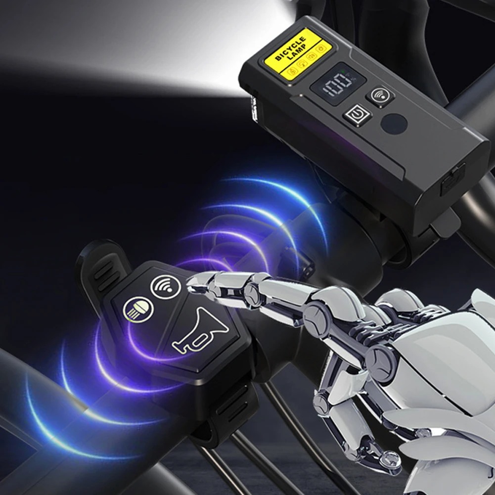 Bicycle Headlight with Horn Remote Control Bike Handlebar Flashlight Rechargeable Bike Headlight Flashlight Bicycle Accessories