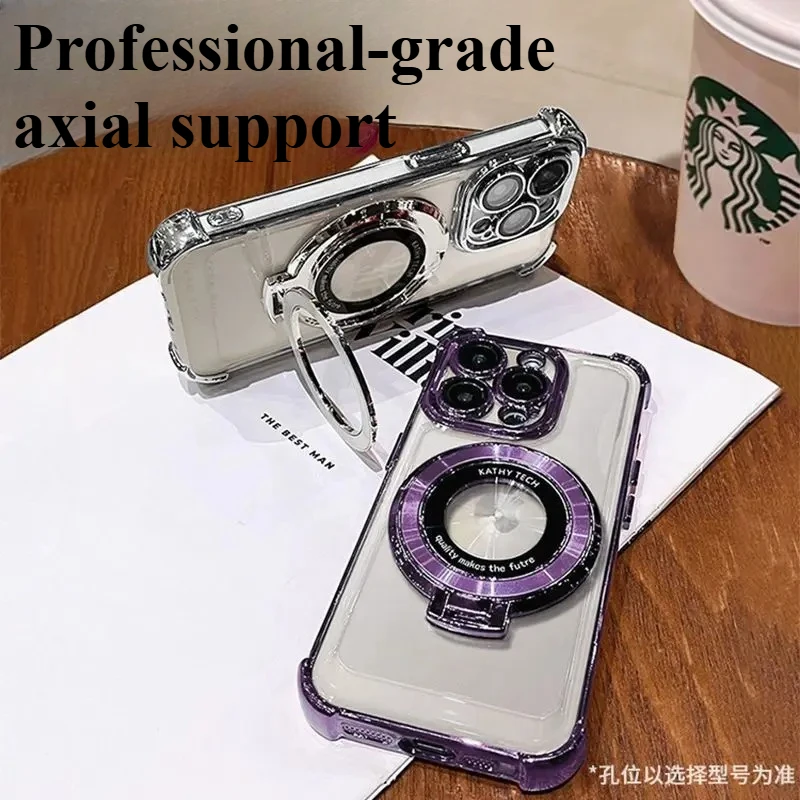 Rotatable Magnetic Stand Phone Case with Anti-Fall Protection and Plating Finish