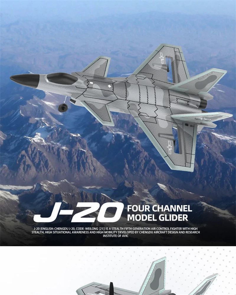 2.4G 4CH J20 Fighter Remote Control 6Axis Aerobatic RTF RC Plane
