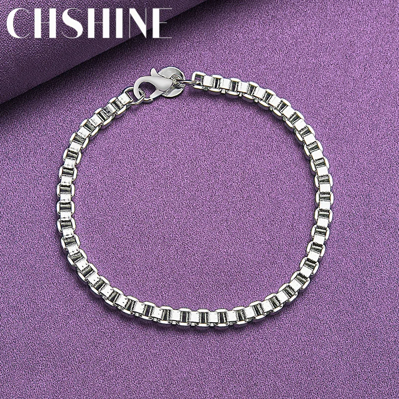 

CHSHINE 925 Sterling Silver 4MM Square Chain Bracelet Fashion Charm Wedding Party Gifts For Women Jewelry