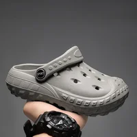 Children's Non-slip Eva Clogs Sandals Summer Solid Color Anti-collision Toe Cap Beach Slippers For Boys Kid's Garden Shoes H51 2