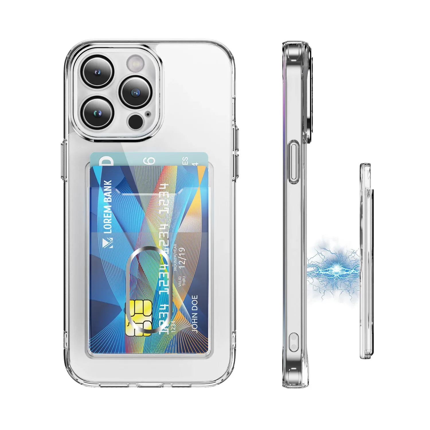 Plastic Magnetic Card Holder for Magsafe Magnet Wallet Socket Cards Slot Portable Card Case for IPhone 16 Pro Max Samsung S25