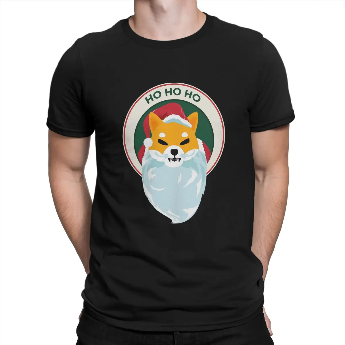 Shiba Inu Christmas Santa T Shirt Polyester Graphic Men Tees Summer Clothing Harajuku O-Neck Tshirt