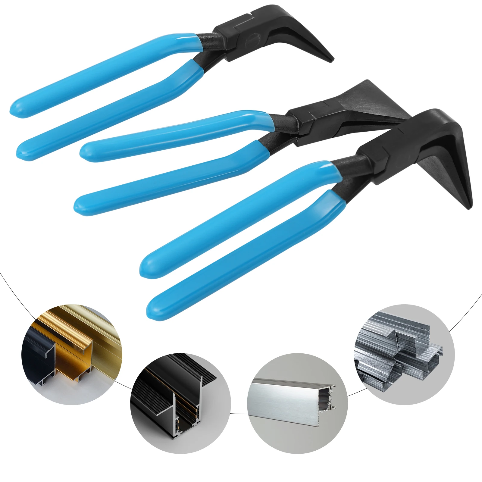 PVC-Kohlenstoffstahl, blau, 3-teilig, Blechbiegezange, Werkzeugset zum Biegen und Kanten, Metallbieger für Häuser, Autoreparaturen – Detail 12