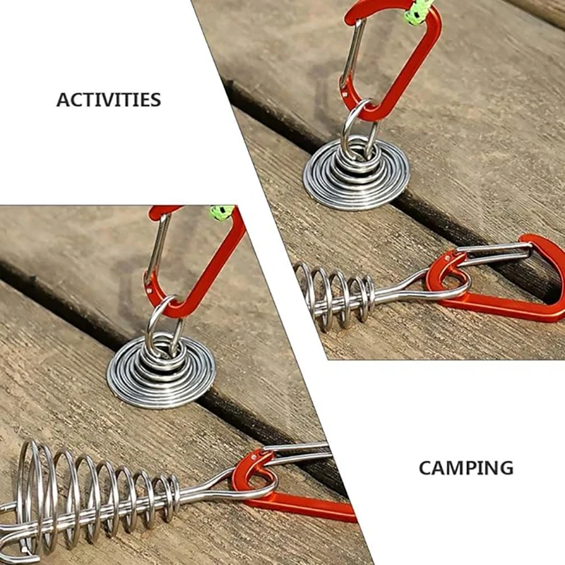 Outdoor Camping Octopus Rope Buckle Camping Deck Nail Stainless Steel Fixed Tent Rope Buckle Wooden Hook Spring Wind tent rope buckle