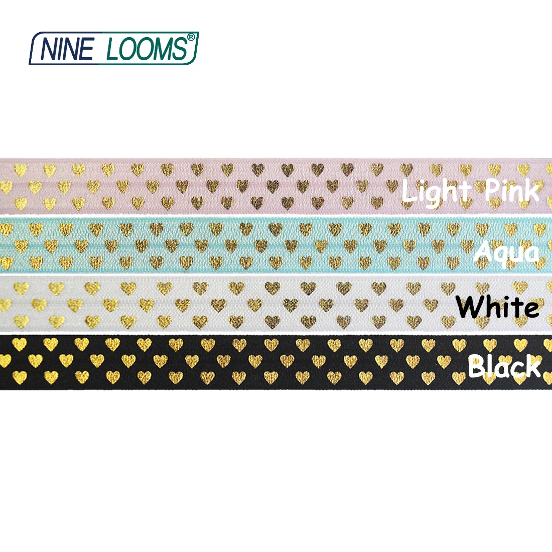 Neun Webstühle Folien druck falten über elastischen Feind 5/8 "15mm Herz Braut Spandex Band Braut Handgelenk Haar gummi DIY Näh besatz 2 5 10 Yard – Detail 1