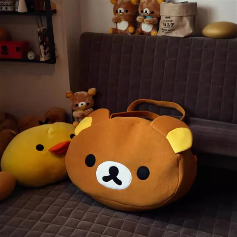 Rilakkuma Plüsch-Cartoon-Umhängetasche, Cartoon-Anime, lässige Tragetasche, Bär, Handtasche, weich, große Kapazität, Gepäcktasche, Geschenke, Mädchen – Detail 2