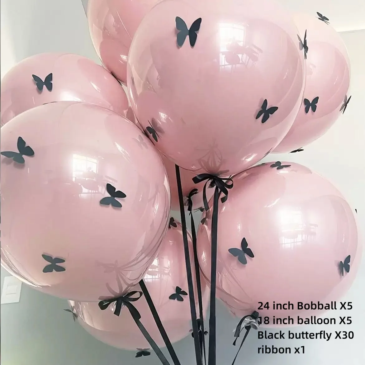 5er-Set Ballon-Ins-Party-Dekoration, Vorschlag, 45,7 cm dick, doppelschichtig, Bobball, weißer Schmetterling, Ballonbündel, Geburtstagsdekoration – Detail 6