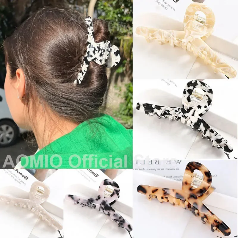 Fashion Acetate Hair Claws Crab Claw Women Girls Leopard HaiClips Retro Cross Hairdress Styling Hair Accessories Gifts unishuni soft slip on mary jane shoes for girl princess vintage loafer children retro red green shallow cross elastic band flats