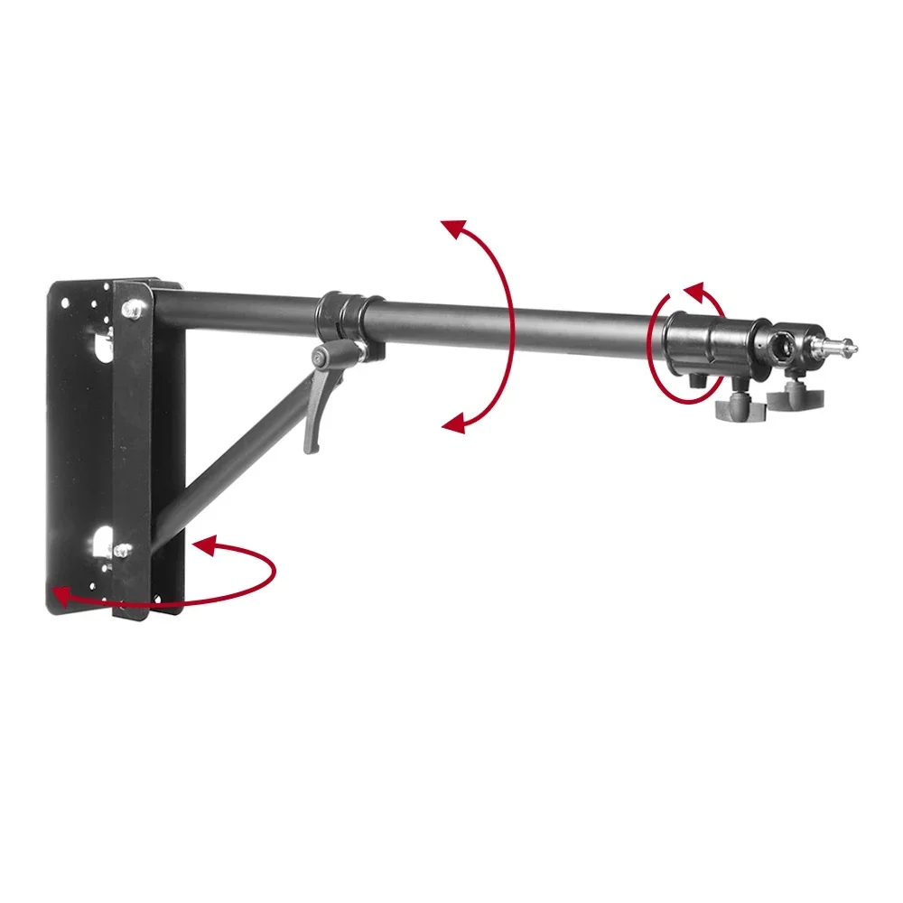 180cm Wall Mounted Boom Arm Stand Extendable Studio Flash Strobe Lighting Gears Holder Flexible for Home Studio Space-saving