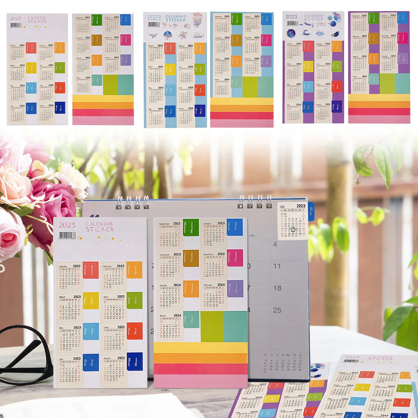 MyPretties 2 Sheets/Set 2023 2024 Calendar Tab Stickers Planner Monthly  Schedule Mark Agenda Stationery Stickers N.1387 N.1451 - AliExpress