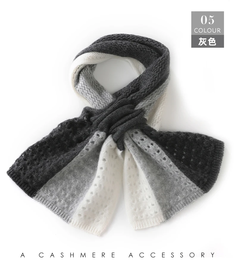 Neue 100% Kaschmir Herbst Winter Mode Gestrickte Farbe Block frauen Schal Kurze Warme Kreuz Vielseitig Hals Wärmer – Detail 22