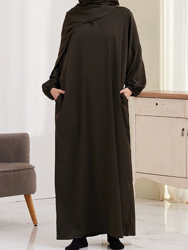 2024 Jilbabs Ramadan Eid Muslim Woman Prayer Outfits Islamic Clothing Abaya Dress Jilbeb Long Khimar Hijab Robe