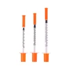 5Pcs 0.3/0.5/1ML Disposable Plastic Veterinary Syringe Orange Cap Sterile Insulin Syringe With Needles For Pet Farm Animal 1