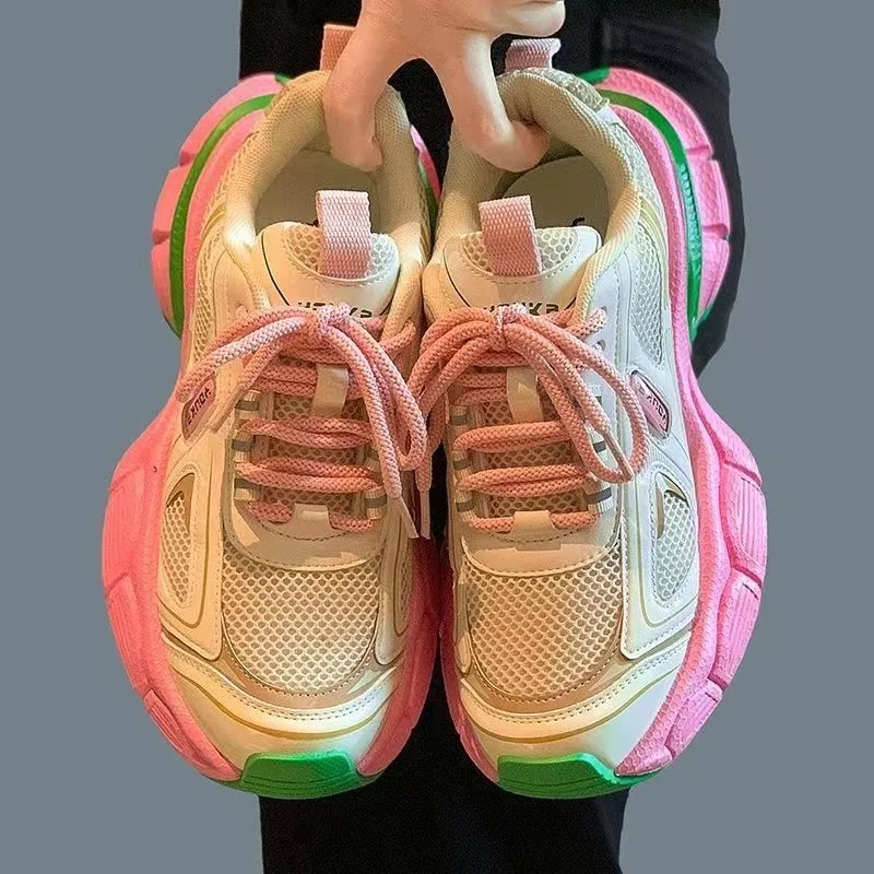 Women Sneakers 35-40 Fashion Vintage Autumn Running Shoes Lady Casual Lace Up Platform Shoes 855