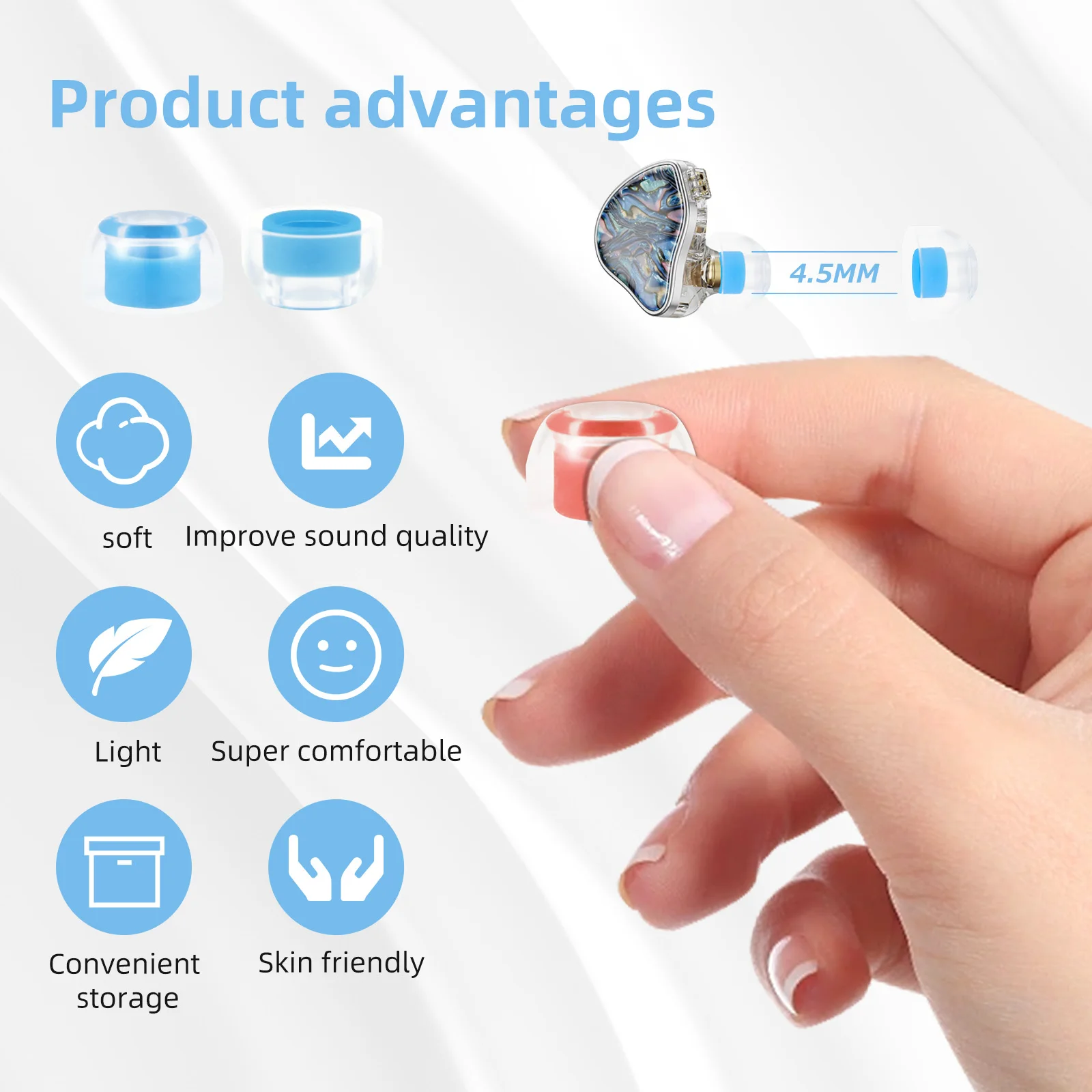 Premium Liquid Silicone Noise-Isolating Ear Tips - Skin-Friendly & Reusable