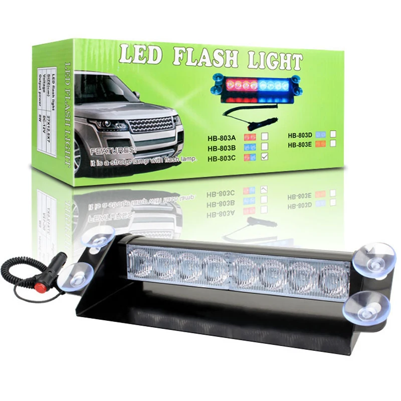 

New 8LED 12V Car LED Strobe Light Truck Emergency Flasher Dash Strobe Warning Light Day Running Flash Led Police Lights Red/Blue