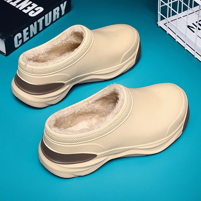 2024 NEW Winter Mens Casual Cotton Shoes Waterproof Warm EVA Slip On Shoes Anti-skid Wear-resistant Outdoor Garden Shoes for Men 6