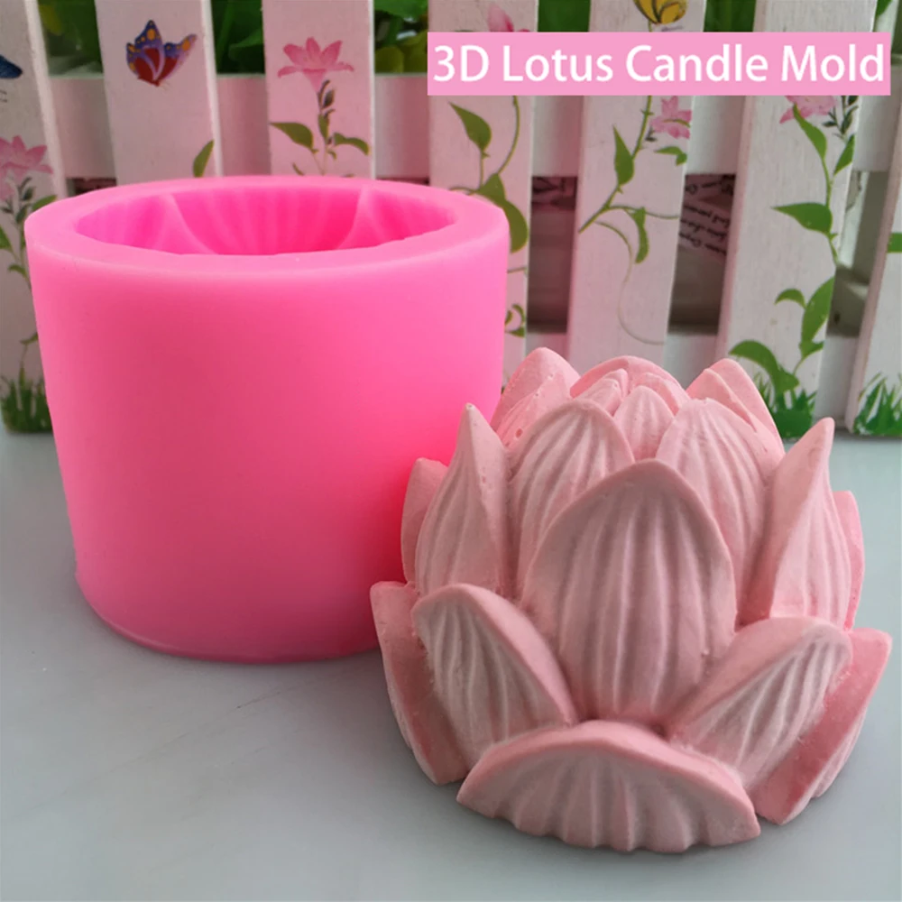 Aromatherapy Candle Silicone Mold 3d Lotus Flower Shape Soap Silicone