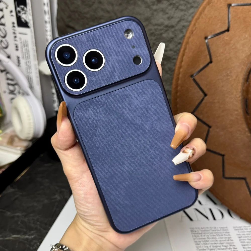 Plating Denim Texture Shockproof Phone Case with Full Camera Protection