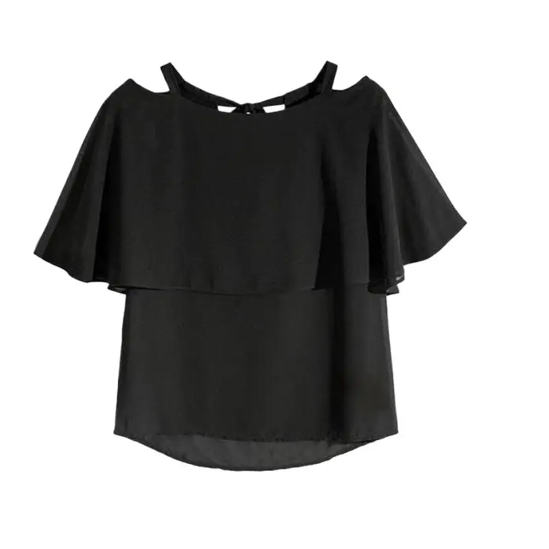 

2024 Summer Chiffon Slash Neck Blouses&shirts Women Ruffles Elegant Slim Tops Office Lady Tops party blouses and tops