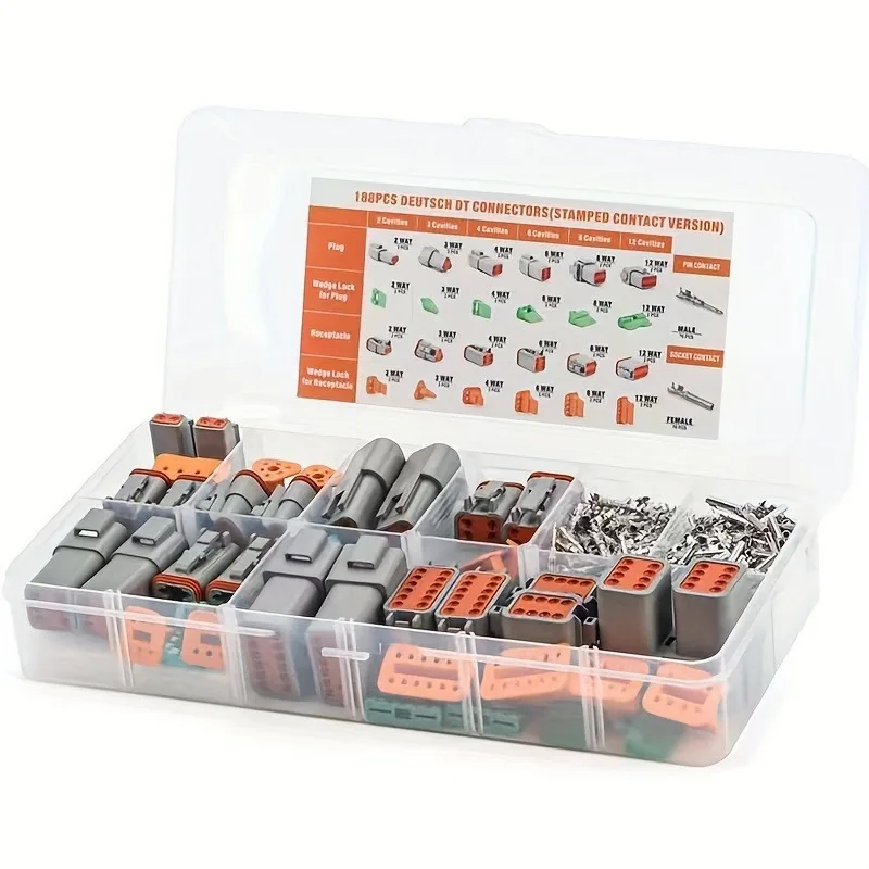 188pcs Waterproof Wire Connector Assortment Stamped Contacts Waterproof Sealedcar Xenon Lamp Connector Electrical Connectors