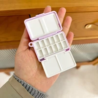 Empty Mini Portable Tri-fold Watercolor Paint Box 12 Grid Travel Palette Artist Beginner Professional Painting Art Supplies 2