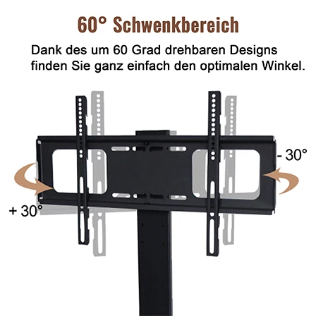 Holz-TV-Schrank mit Schwarzem Hartglas, Höhenverstellbarer Fernsehständer, Multidirektional Schwenkbar, Modernes TV-Board mit Wandhalterung – Detail 3