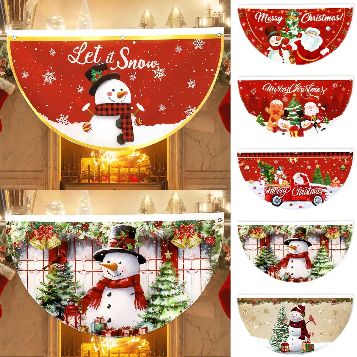 Weihnachten fächerförmige Flagge Banner Weihnachts dekoration für zu Hause 2024 Weihnachts schmuck Weihnachten Navidad Noel Geschenk Neujahr 2025