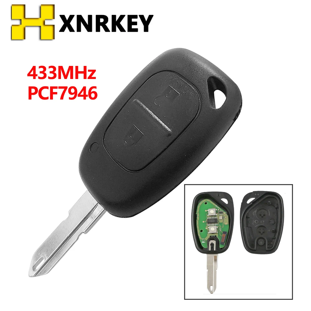 XNRKEY 2 Buttons Remote Car Key Ne73  Blade 433mhz PCF7946 Chip for Renault Traffic Master Vivaro Movano Kangoo