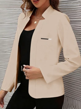 European and American Style Spring and Autumn Casual Jackets, Trendy Must-Have Women's Cardigans, Women's Fashionable Blazers, Women's Slim-Fit Cardigans, Long-Sleeve Style, Suitable for Spring and Autumn, Machine Washable, Casual Women's Clothing 1