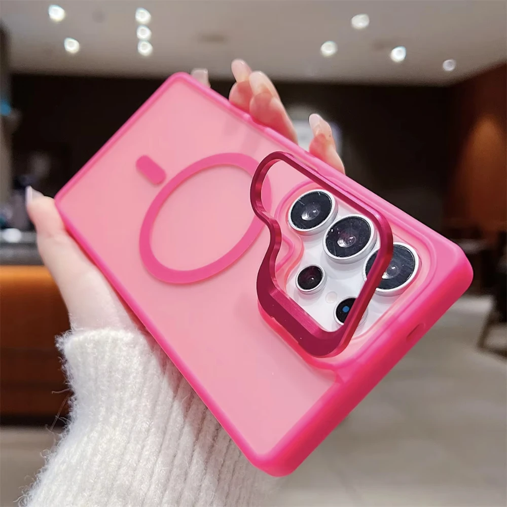 Shockproof Matte Magnetic Phone Case with Stand and Armor Cover