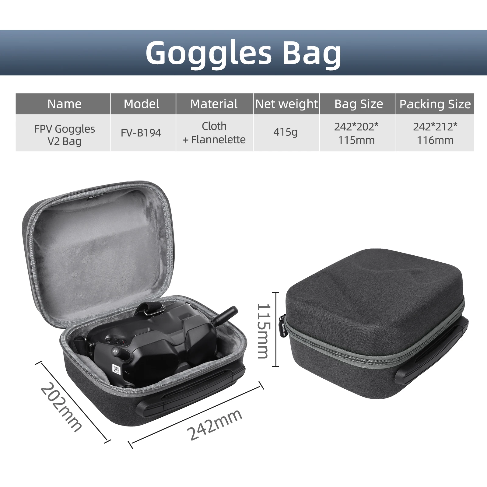 Étui de transport pour DJI Avata Goggles 2 / FPV Goggles V2