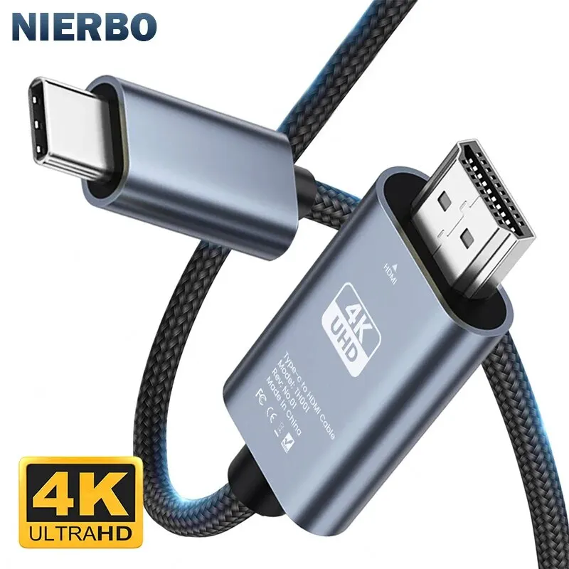 NIERBO USB C to HDMI 케이블, 가정 사무실용 초고화질 USB ..