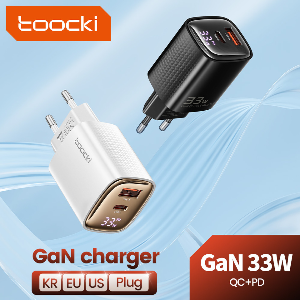 Toocki 33W GaN USB C Charger Digital Display PD3.0 High Speed Type C Fast Charging Charger For iPhone 15 14 13 12 11 Pro Max XS