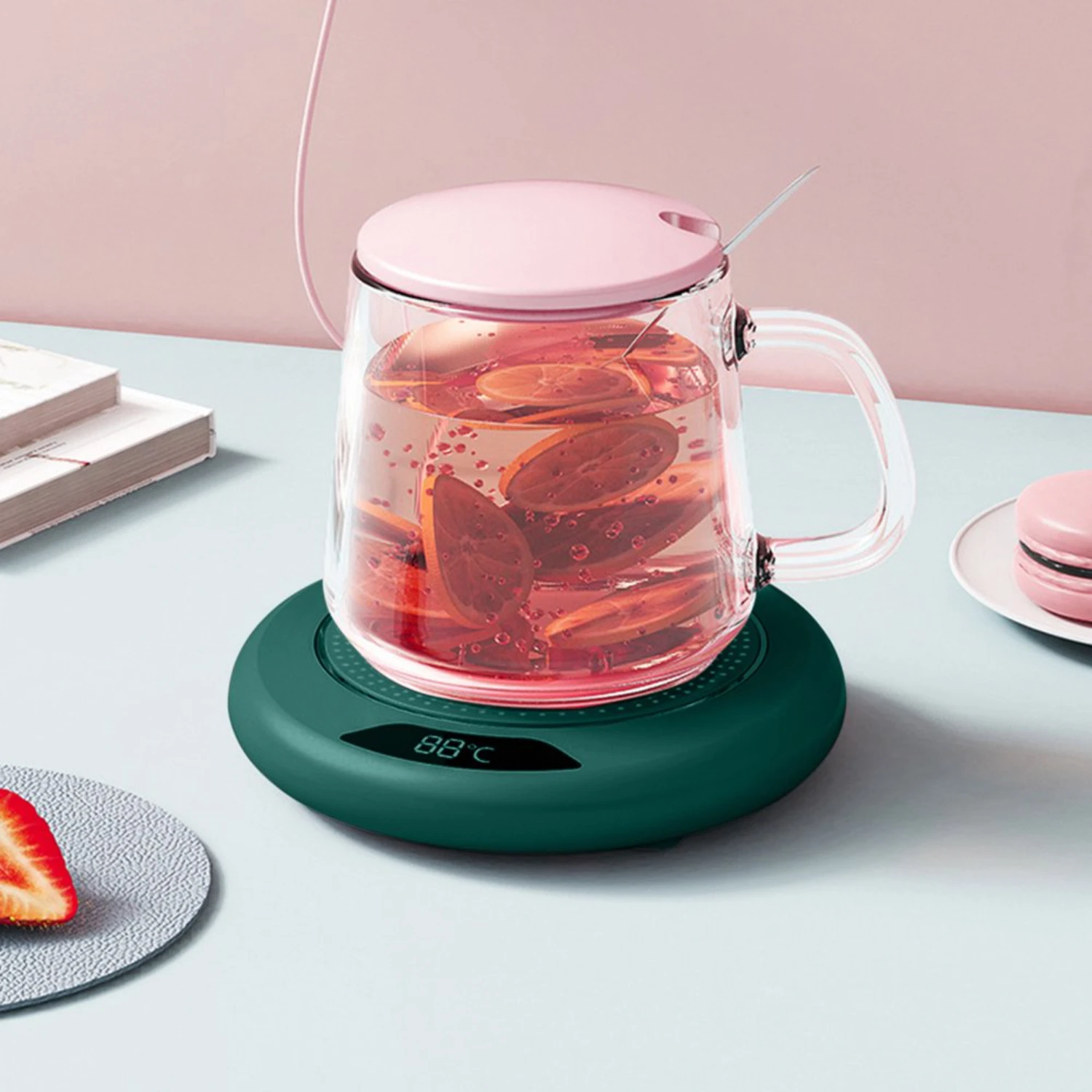 Mug Warmer,Coffee Warmer&Cup Warmer For Desk With 3 Temperature Settings,More Hot Coffee Mug Warmer With 8H Auto Shut Off Green