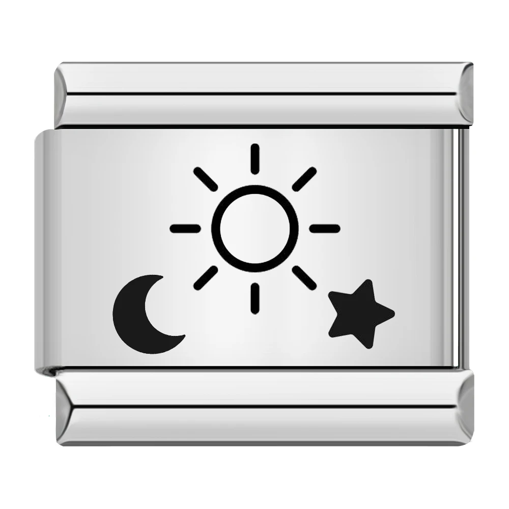 Trendy Sun Moon Star Eye Heart Charm Stainless Steel Bracelet