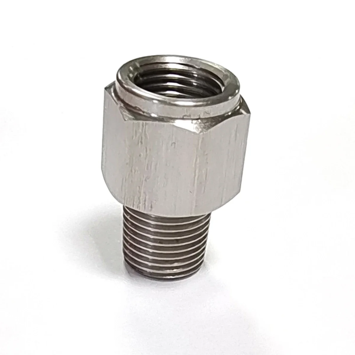 1/8" NPT Male to M10x1.0 Female Stainless Steel Oil Pressure Gauge Take Off Adapter