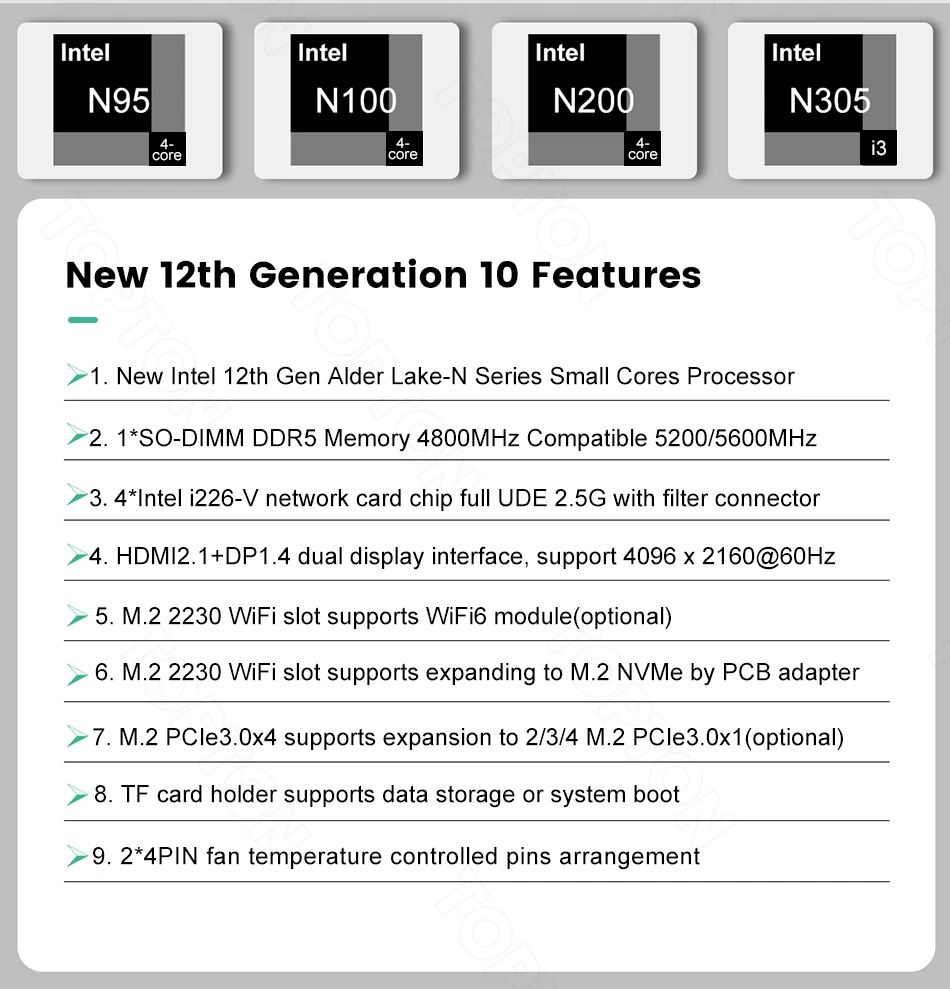 Hot sell 12th Gen Intel Mini PC i3 N305 8 Core 4xi226-V 2.5G Fanless Soft  Routing DDR5 4800MHz mini Firewall desktop Proxmox