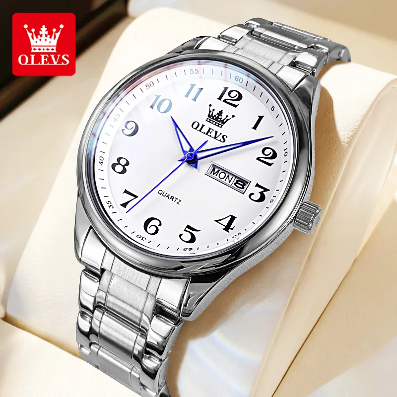 OLEVS 5567 ساعات رجالية أصلية بسيطة كلاسيكية كبيرة...