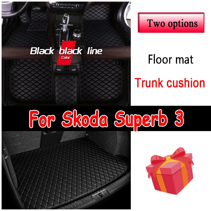 

Custom Made Leather Car Floor Mats For Skoda Superb 3 2016 2017 2018 2019 2020 2021 Carpets Rugs Foot Pads Accessories