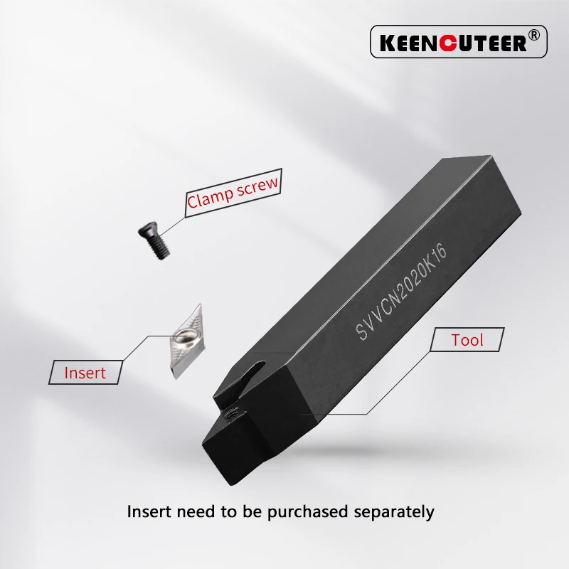 SVVCN1616 SVVCN2020 SVVCN2525 외부 터닝 도구 커터 바, CNC SVVCN 선반 바 터닝 홀더