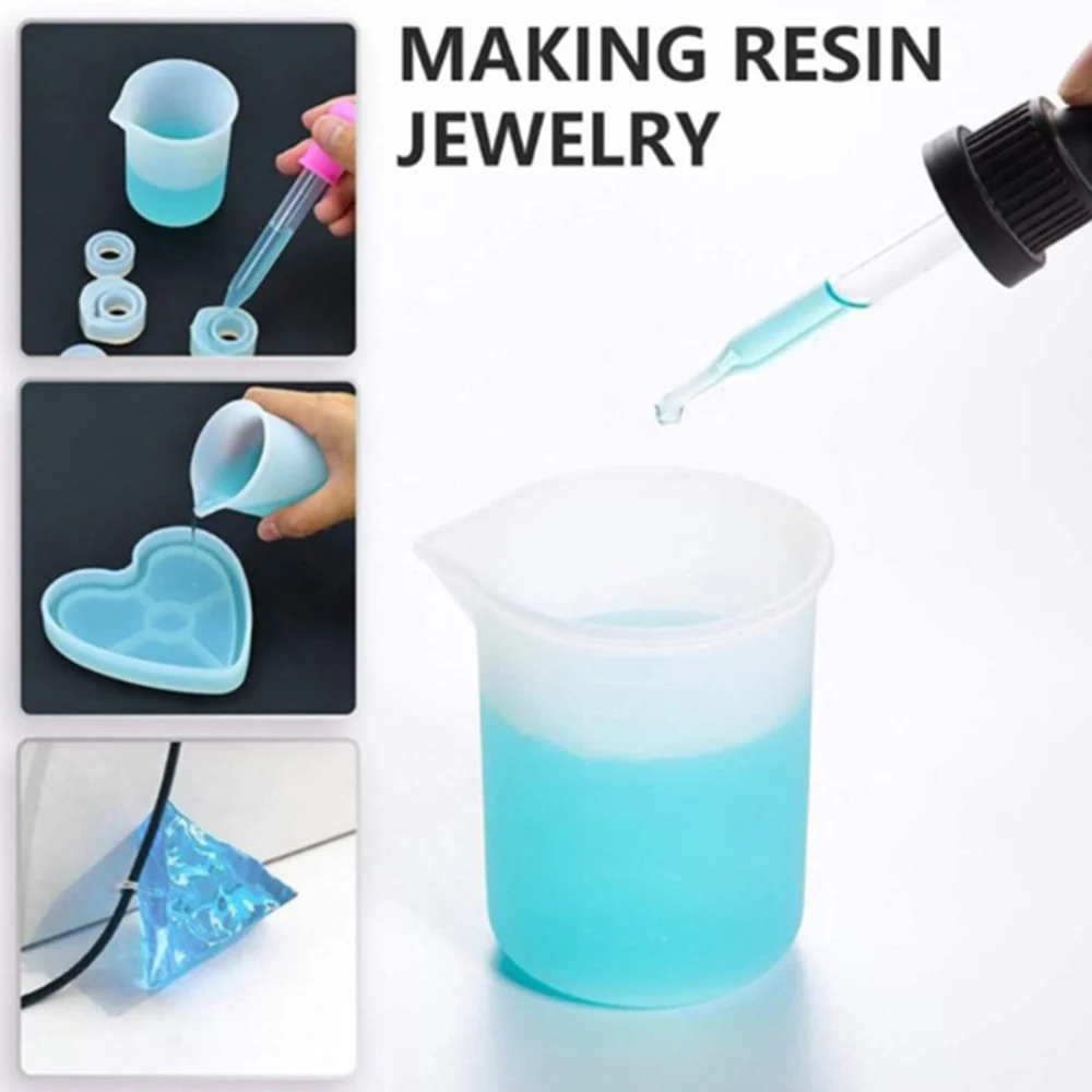 Silicone Measuring Cup With Clear Scale Food Grade Durable DIY Cake Epoxy Resin Mixing Cup DIY Crafts Jewelry Casting Tools Kit dispensing mixing cups with precise scale silicone stirrer stick mixing resin epoxy liquid paint stir stick stirring rod 264e