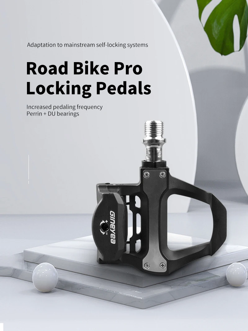 

GINEYEA Bicycle Road Self-Locking Pedals P601 Road Nylon Locking Pedals SPD-SL System Perrin Pedals with Locking Plate