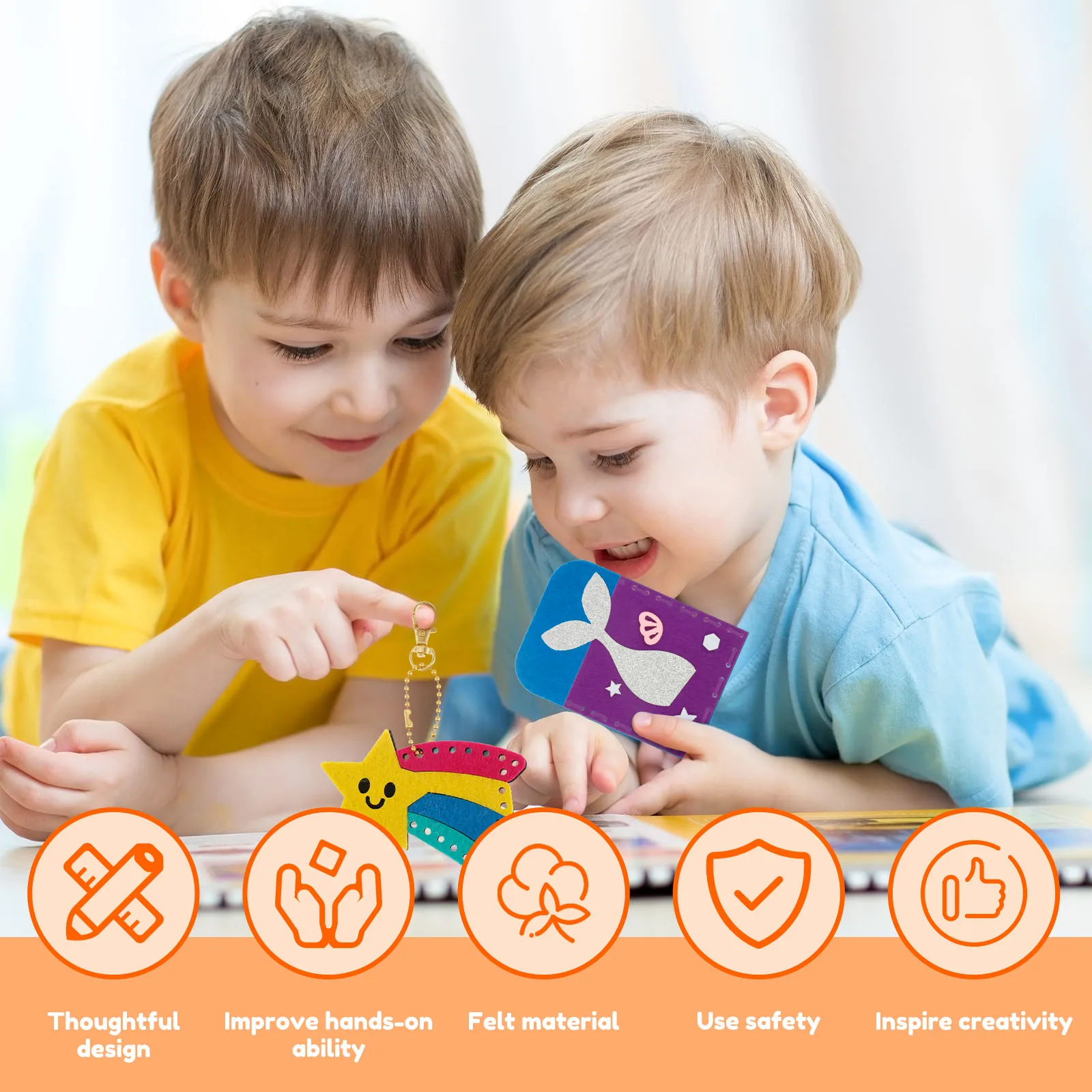 8Pc Kids Sewing Kit Hand DIY Felt Sewing Kit Educational Toy Craft Material Bag for Beginner Learn Handmade Felt Pack Set