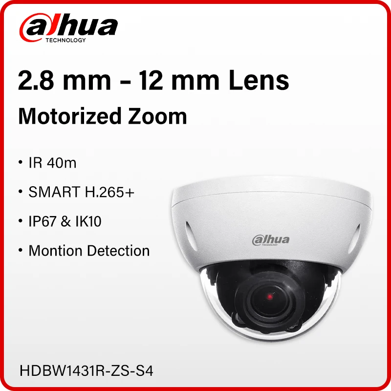 Dahua 4MP Motorized Lens Dome IP Camera Outdoor IP67&IK10
