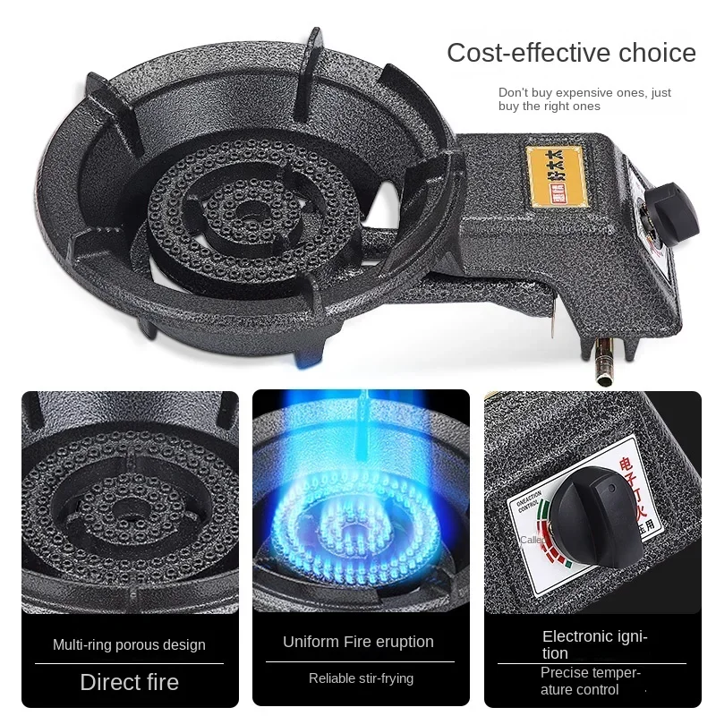 Thickened Cast Iron Commercial Hot Fire Stir Frying Gas Stove Household Liquefied Gas Single Stoves Knob Switch Desktop Cooktops